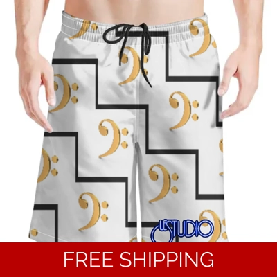 Le Studio Bass Clef 3 Custom 3D Men's Beach Shorts
